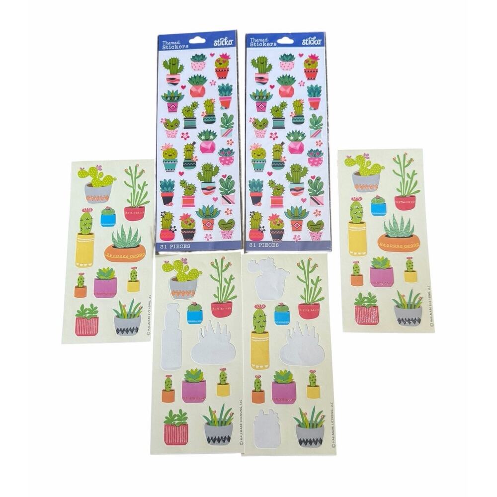 Botanical Scrapbook Craft Lot Cactus Succulent Tropical Plant Stickers Die Cuts - Picture 5 of 9
